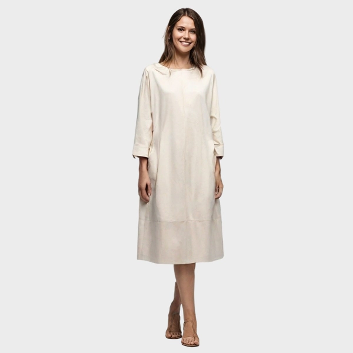 Grace - Klänning med fickor - Medium Beige